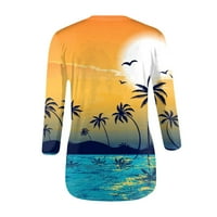 Feterrnal ženska modna casual havajska rukav na plaži na plaži tiskani okrugli vrat majica Top ženske majice