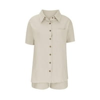 Giligiliso Fashion Woman kauzalni gumb Solid bluza Podesite majicu kratkih rukava Ljetni vrhovi
