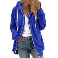 Ženske dukseve za crtanje zipne duksere Trendi pokloni opuštena bluza s dugim rukavima Čvrsta boja pulover kapuljača, atletski labavi vrhovi plavi 16