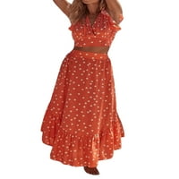 Kayotuas Womens Ljeto seksi odijelo Ruffle cvjetni tenk top wrap boho tropska duga suknja set sunčanica