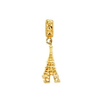 Dragulji Lu 14k žuto zlato Eiffelov šarm za privjesak za miješanje i podudaranje narukvice