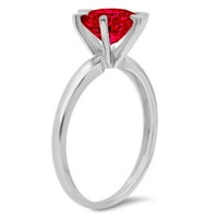 0,5ct okrugli rez crveni simulirani ruby ​​14k bijelo zlato graviranje izjava bridalna godišnjica Angažovanje