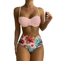 Ženski kupaći kostimi za kontrolu trbuha Bikini setovi visokog struka dva cvjetna kupura za kupanje