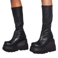 Symoid Womens Mid Calf čizme - Modne cipele s velikim kožnim cipelama, kožne čizme za jesen 40
