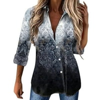 Ženska bluza Ležerni gradijentni gradijentni ispisani sljezni rukavac s rukavima bluza za bluze sa gumbom