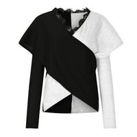 Badymincsl ženske majice dugih rukava bluza, ženska labava moda u boji blok čipke V-izrez dugih rukava
