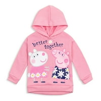 Peppa svinjska mališana djevojke pulover Fleece Hoodie i gamaše odijelo set ružičasta ljubičasta 5t