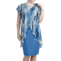 Žene plus veličina Digitalna štampana flutter rukava Šifonska haljina Ljetna moda LR regularna povremena ležerna dužina koljena