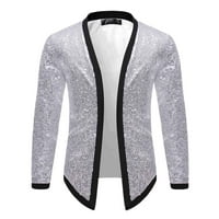 Holloyiver jakne za muškarce Casual Solid Dugi rukav ples haljina za plesnu haljinu Cardigan Silver