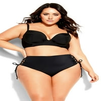 Ženska plus veličina Grenada podmornica Balconette Bikini Top - crna