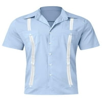 Muškarci Ljetne košulje kratki rukav vrhovi rever za blubu za blubu Ležerna majica dnevna habanje Tee Light blue s