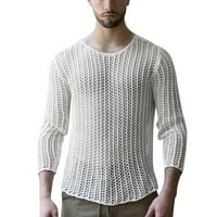 Muška majica MENS Street Trend tkani puni u boji Mrežilice za pletene majice dugih rukava za muškarce