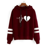 Hoodies Estetic za žene Jesen Zimske ženske ležerne modne ljubavi tiskani dugi rukav dukserice dvije