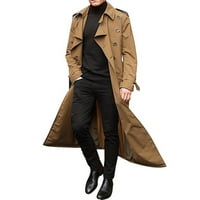 Guvpev muške luksuzne luksuzne jakne sa punim dužinom jakna duga vunena overjacket zima - smeđi xxl