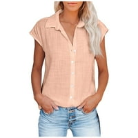 Fefernal ženska ležerna modna kratka rukava puna boja Jednoj košulje od grudnog košulja TOP WOMENS Ljetni