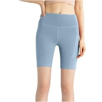 Ženske joge polukraće hlače za čišćenje čvrstog sporta joga uske fit visoke struk bib hlače coverell workout teretana ženske teretne hlače, plava, s