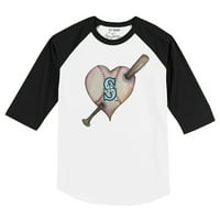 TODDLER TINGY TORUKAT bijela crna Seattle Mariners Heart Bat Raglan rukava majica