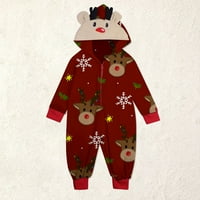 Yubatuo Christmas Porodica podudaranje sa hoodie pidžamama setovi Elk SnowFlake dugih rukava sa HOODIE