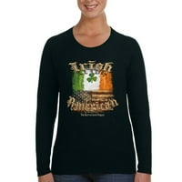 Xtrafly Odjeća Žena Irca Američka američka zastava Posled St. Patricks Day Clover dugih rukava majica