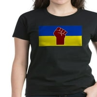 Cafepress - ukrajinska zastava sa majicom pesnice - Ženska tamna majica
