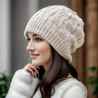 Manwang Winter Plet šešir ostanite toplim elegantnim sa ženskom jesenjem zimskom čvrstom bojom pletenje