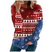 Ženske dukseve seksi i atraktivne s džepom poliesterskim pamučnim džemper-pamučnim džemper od tiskanog zimskog kaputa crvena pulover veličine m