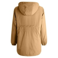 Petort Women Winter Sherpa jakne kaput dugih rukava rever za vježbu vrhovi duksevi Khaki, XL