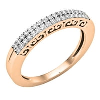 DazzlingRock kolekcija okrugli bijeli dijamant Dvorandni vjenčani traki za žene u 10k ružičasto zlato,