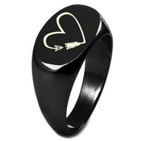 Sterling srebrna ljubav arrow Srčani urezani ovalni ravni vrhunski polirani prsten