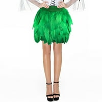 Haljine Ljetno casual zelene perje ženske evropske i američke scenske performanse odjeće od pero pola
