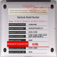 Kaishek Hard Shell Cover kompatibilan s MacBook Pro S bez dodira - A1398, ljubičasta serija 0240