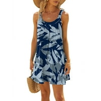 Plava ženska modna ljetna plaža Ležerne prilike za printu bez rukava bez rukava bez rukava