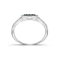 10kt bijelo zlato Ženo okruglo plava boja Poboljšani dijamantski prsten CTTW