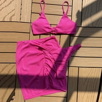 Leey-World Wothsuit ženske ženske kupaći kostim cvjetni print Visoko vrat skelop kupaći kostim vruće ružičaste, m