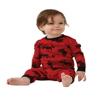 Little Blue House by Hatley Baby-Boys Moose Family Pijamas, novorođenčad ROMper & CAP - lose na crvenom, 6- mjeseci