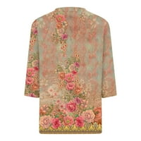 Shomport Womens Ljetni vrhovi modni rukavi cvjetni ispis bluza casual labava fit tunika T-majice Vintage