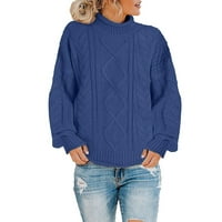 Duks ovratnika Dame debele linije Poluurtleneck džemper od pune boje modni ležerni pleteni džemper ovratnik