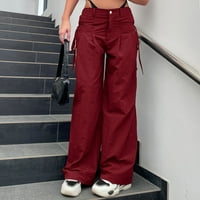 FSqjgq Capri pantalone za žene ravne hlače za noge Žene teretne hlače Žena opuštena fit baggy odjeća