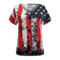 Žene američke zastave 4. jula Kratki rukav USA Patriotska casual majica Ljetna modna bluza Crew