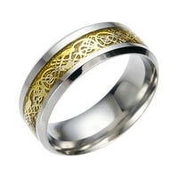 Čelični čelik sa srebrnim prstenom od nehrđajućeg titana Zmaj Zmaj Zlatni prstenovi Jednostavni prstenovi