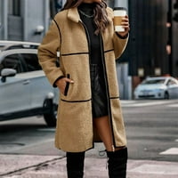 Moderna jakna za žene duge jesenske i zimske pune boje vuneni kaput