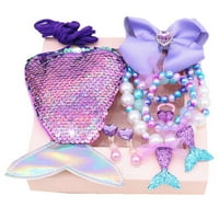 Mermaid nakit za djevojke Dječji prerušiti se, sirena torba ogrlicu Narukvica Nakit za nakit, dječji nakit setovi za nakit Princess kostim nakit favorizira poklon za pretvaranje