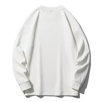 SNGXGN muške termičke poluvrijeme Zip pulover duksevi dugih rukava za muškarce, bijele, veličine m