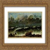 Gustave Courbet Matted Gold Ornate uramljena umjetnost Ispis 'valovi'
