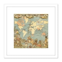 Mapa Colomb Esent Britanska Empire Square Drvena Framed Wall Art Print slika sa nosačem