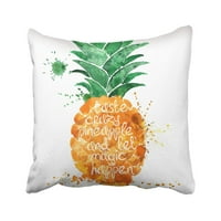 Citirajte akvarel voćne siluete od ananasa na bijelom s kreativnim sloganskim sokom za prskanje jastučnice