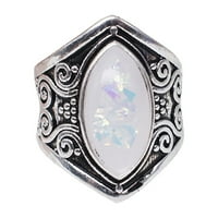 Bacc dodaci pretjerano Punk prsten Vintage stil Prirodna narukvica Srebrni Thai Gemstone Rings Rings White 5