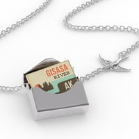 Ogrlica s bloketom USA Rivers Gisasa River - Aljaska u srebrnom kovertu Neonblond