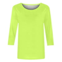 Yyeselk pad bluze za žene trendi rukavi okrugli vrat majicama TEE moda čiste boje čvrste pamučne lagane tunike Green XXL
