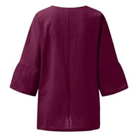Košulje cethrio za žene - modni tiskani okrugli vrat kratkih rukava labava bluza vrhovi ljubičaste